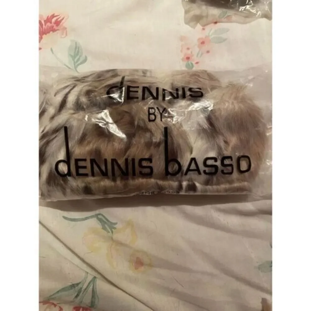 Dennis‎ Basso Faux Fur Fingerless Gloves Hand Warmers Spotted Animal Print Tan